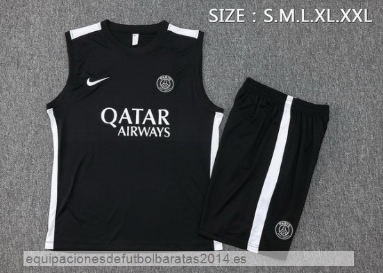 Nuevo Entrenamiento Sin Mangas Conjunto Completo Paris Saint Germain 23/24 Negro Blanco Baratas